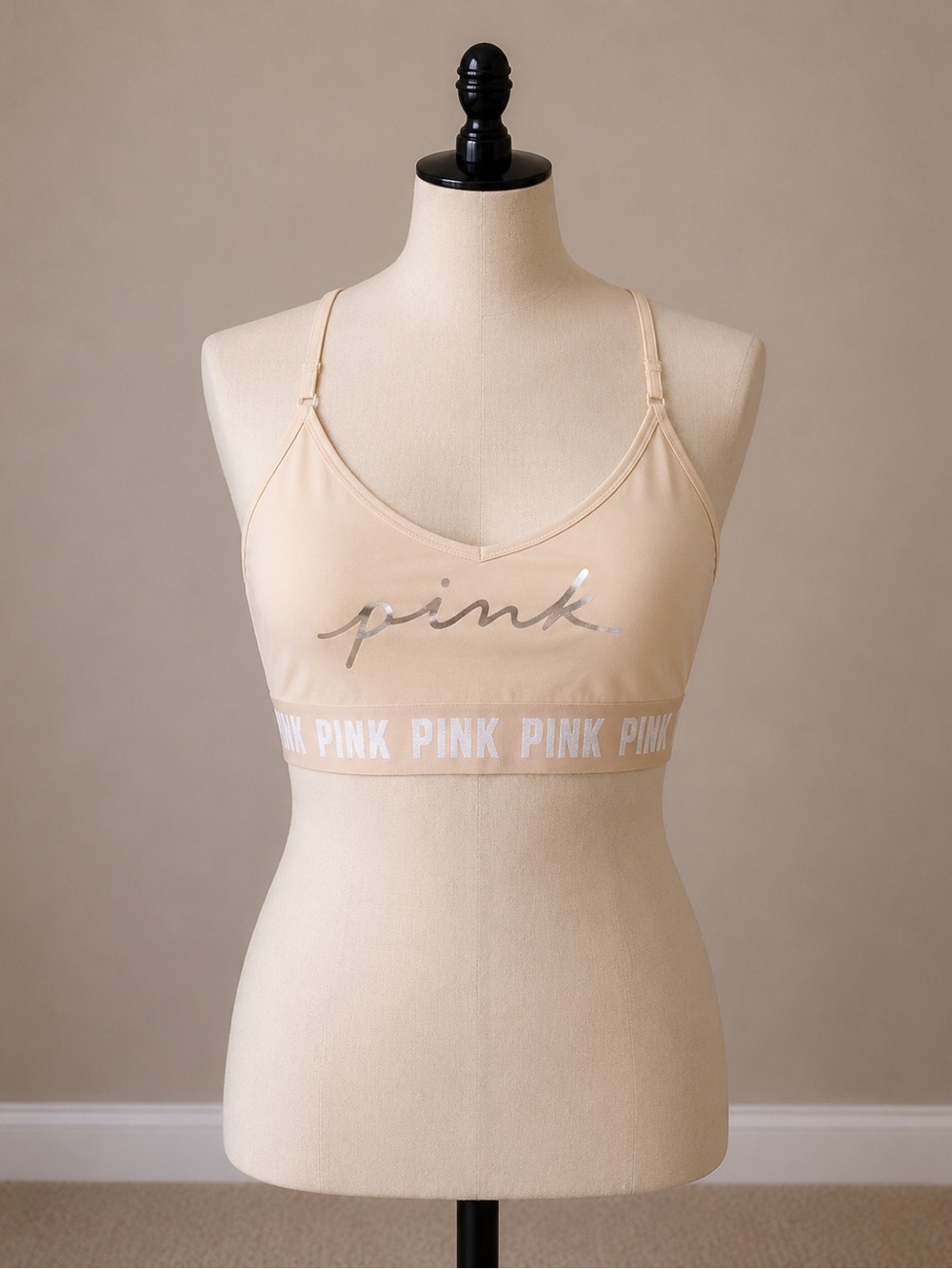 PINK Victoria's Secret Cream Lightweight Logo Bralette